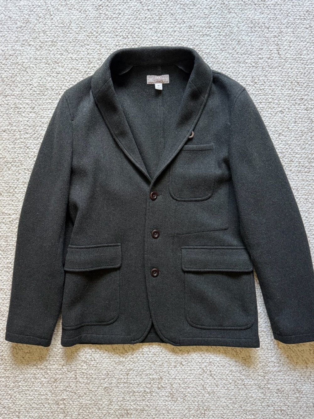 J. Crew Wallace & Barnes Dark Olive Green Shawl Collar Wool Chore Blazer